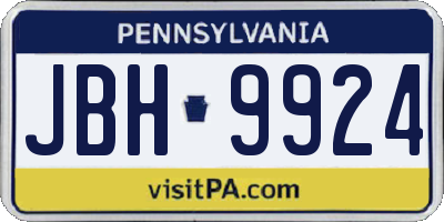 PA license plate JBH9924