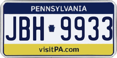 PA license plate JBH9933