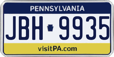 PA license plate JBH9935