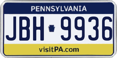 PA license plate JBH9936