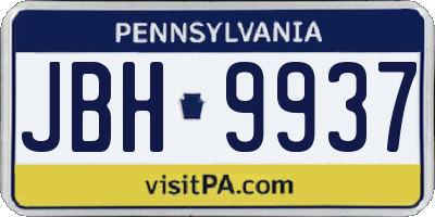 PA license plate JBH9937