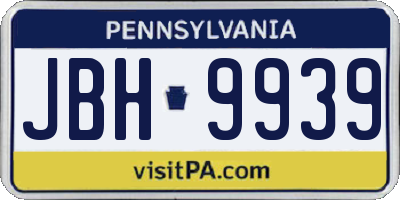 PA license plate JBH9939