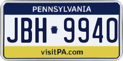 PA license plate JBH9940