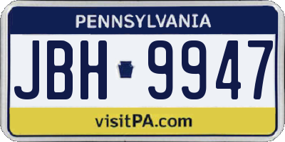 PA license plate JBH9947