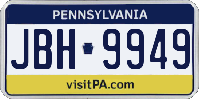 PA license plate JBH9949