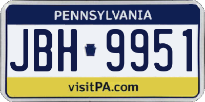 PA license plate JBH9951