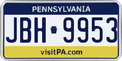 PA license plate JBH9953