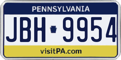 PA license plate JBH9954