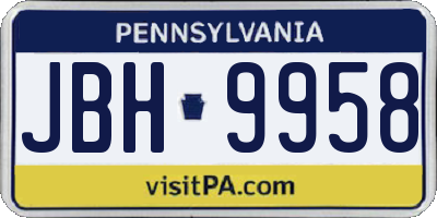 PA license plate JBH9958