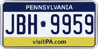 PA license plate JBH9959