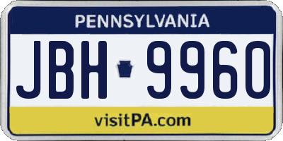 PA license plate JBH9960