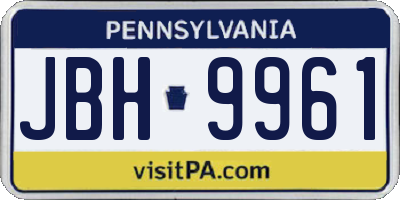 PA license plate JBH9961