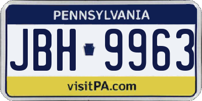 PA license plate JBH9963