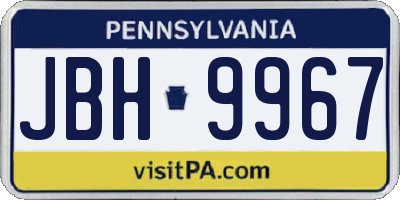 PA license plate JBH9967