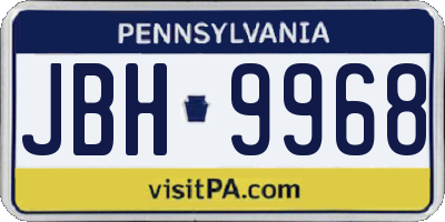 PA license plate JBH9968