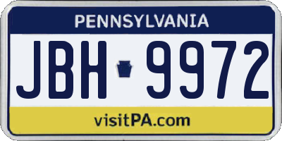 PA license plate JBH9972