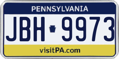 PA license plate JBH9973