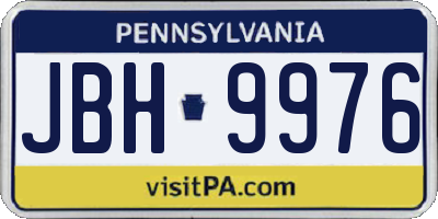 PA license plate JBH9976