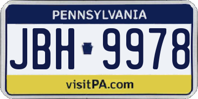 PA license plate JBH9978