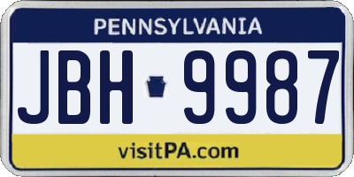 PA license plate JBH9987