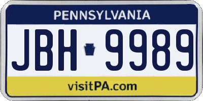 PA license plate JBH9989