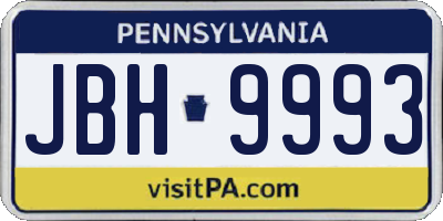 PA license plate JBH9993