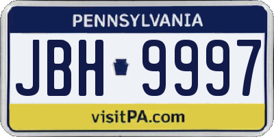 PA license plate JBH9997