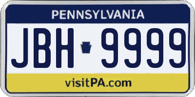 PA license plate JBH9999