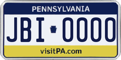 PA license plate JBI0000