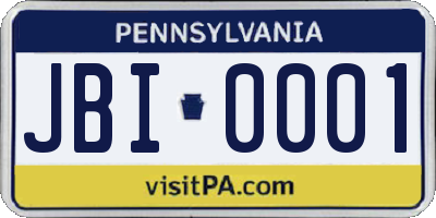 PA license plate JBI0001