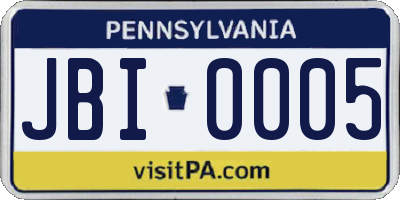 PA license plate JBI0005