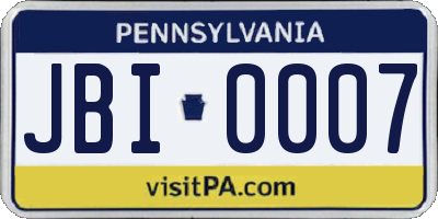 PA license plate JBI0007