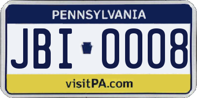 PA license plate JBI0008