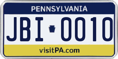 PA license plate JBI0010