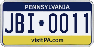 PA license plate JBI0011