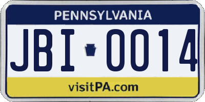 PA license plate JBI0014