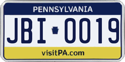 PA license plate JBI0019