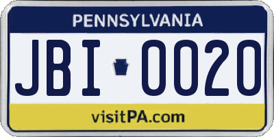 PA license plate JBI0020