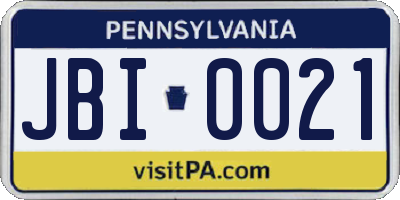 PA license plate JBI0021