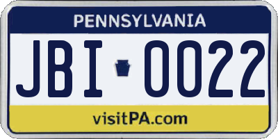 PA license plate JBI0022