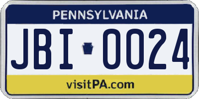 PA license plate JBI0024