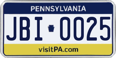 PA license plate JBI0025