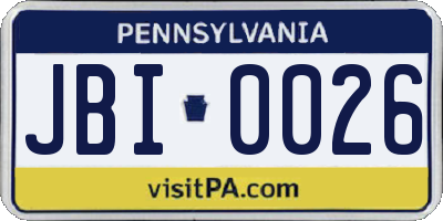 PA license plate JBI0026