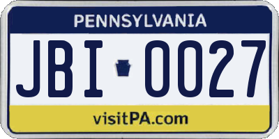 PA license plate JBI0027