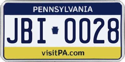 PA license plate JBI0028