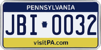 PA license plate JBI0032