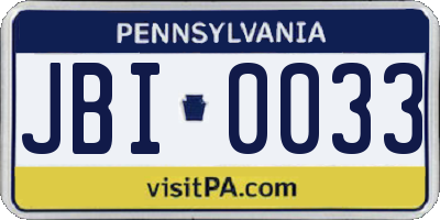 PA license plate JBI0033