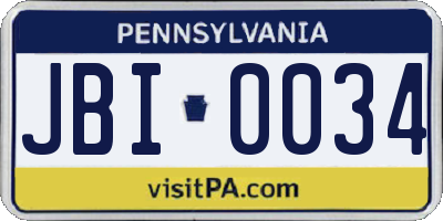 PA license plate JBI0034