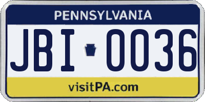 PA license plate JBI0036