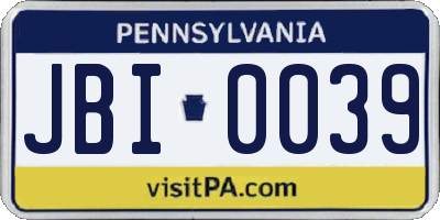 PA license plate JBI0039